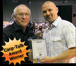 Website designer Richard Stangroom receiving the Carp-Talk &lsquo;Best Angling Award&rsquo; 2008